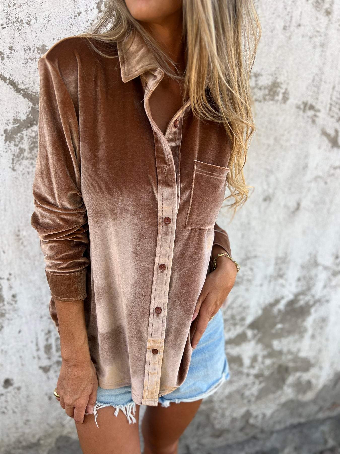 Samtbluse Damen Elegant Zeitlos Langarm – Victoria