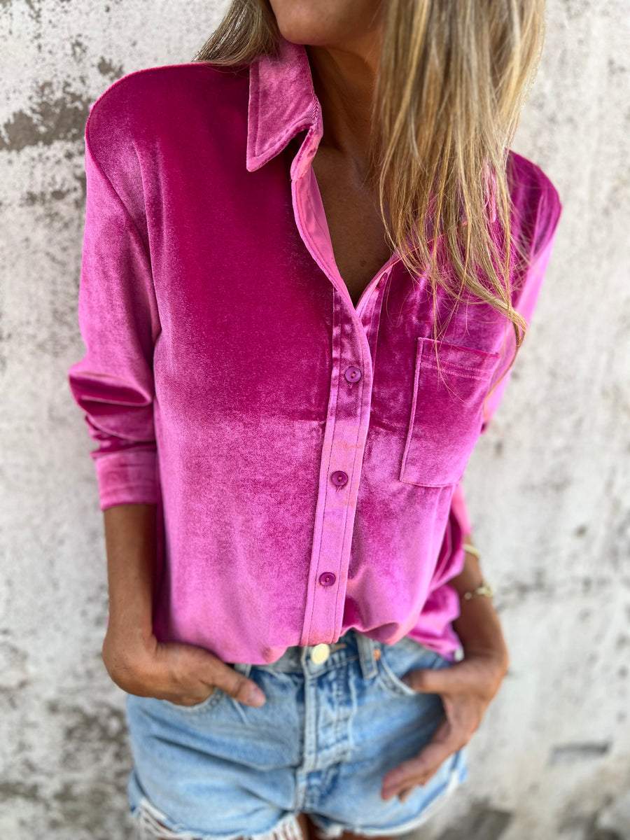 Samtbluse Damen Elegant Zeitlos Langarm – Victoria