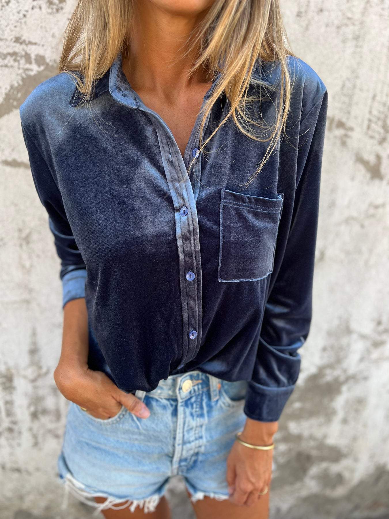 Samtbluse Damen Elegant Zeitlos Langarm – Victoria