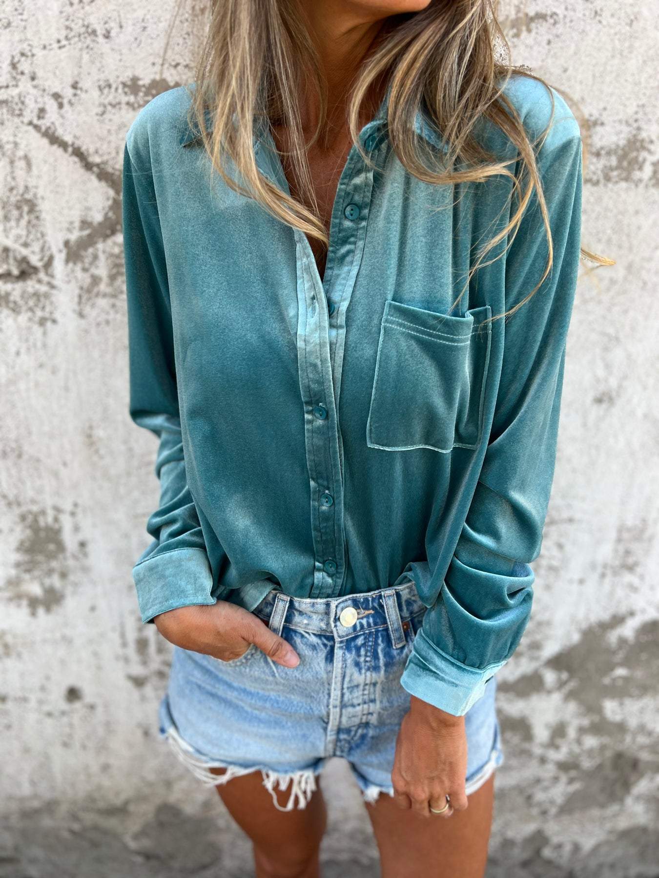 Samtbluse Damen Elegant Zeitlos Langarm – Victoria