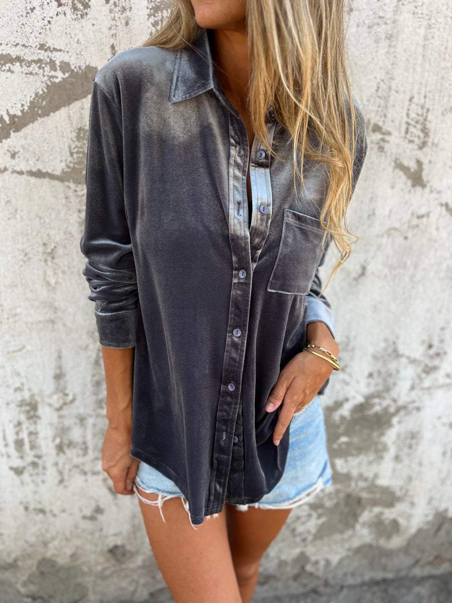 Samtbluse Damen Elegant Zeitlos Langarm – Victoria