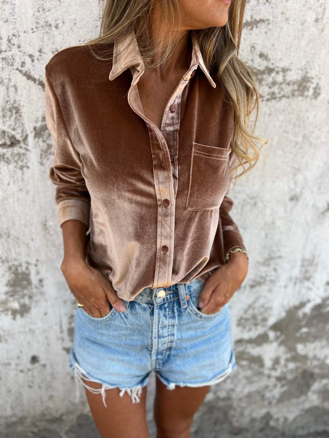 Samtbluse Damen Elegant Zeitlos Langarm – Victoria