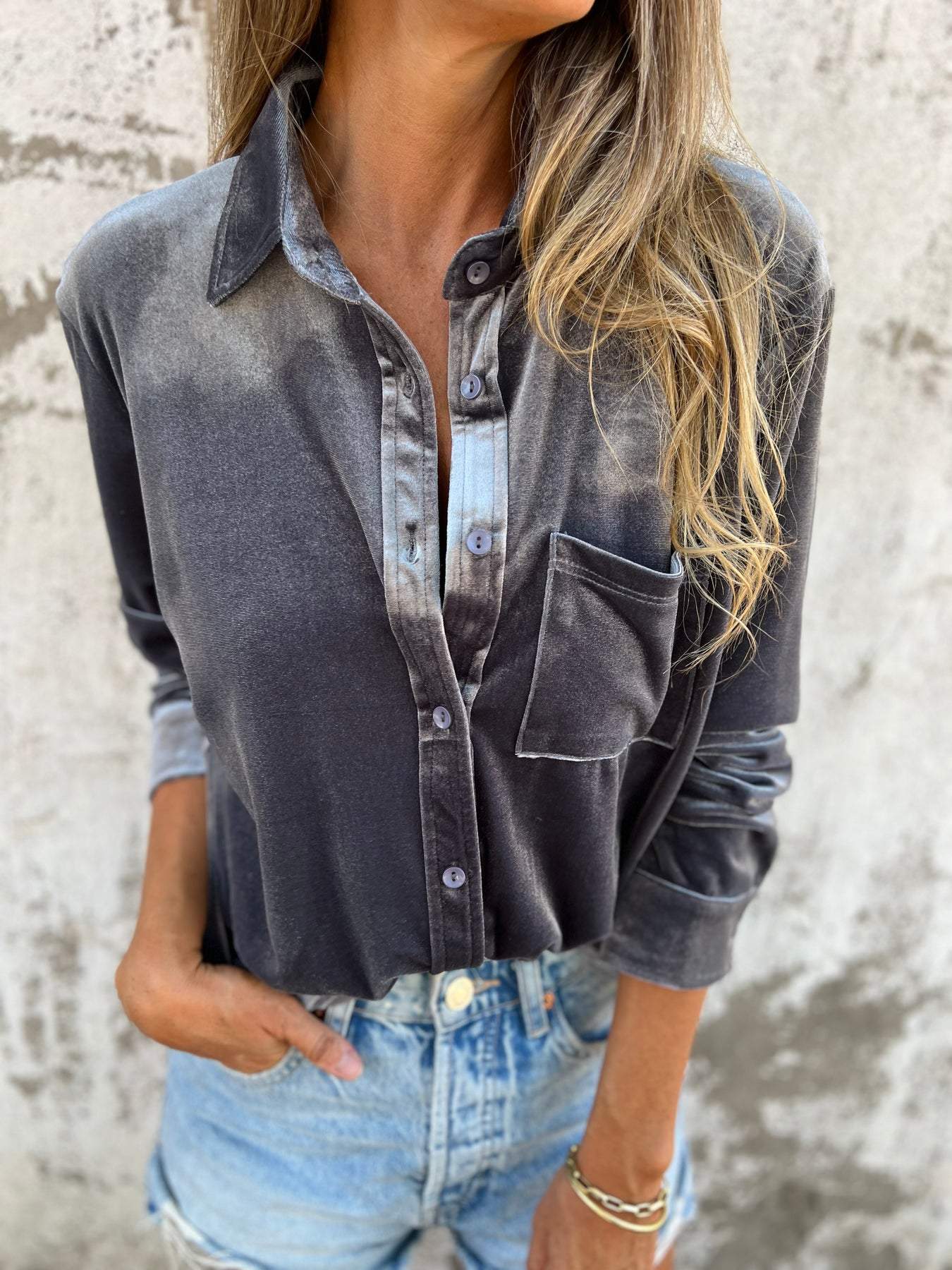 Samtbluse Damen Elegant Zeitlos Langarm – Victoria