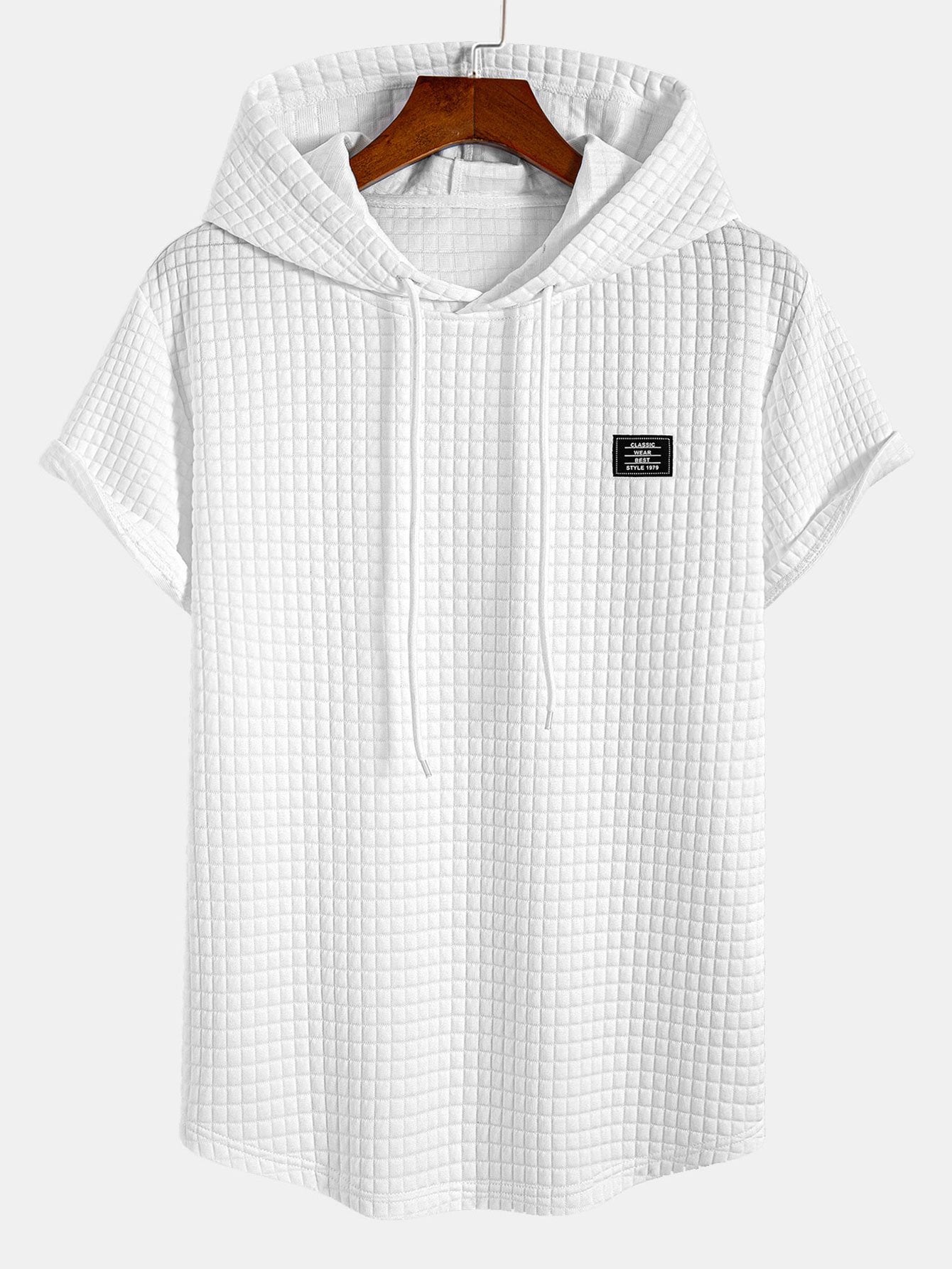 Herren T-Shirt mit Waffelkapuze und Bogensaum – Trevaro