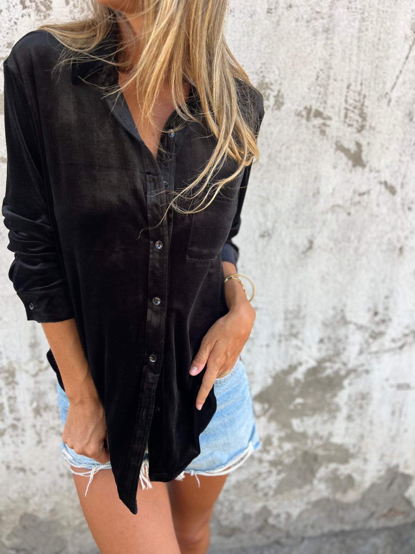 Samtbluse Damen Elegant Zeitlos Langarm – Victoria