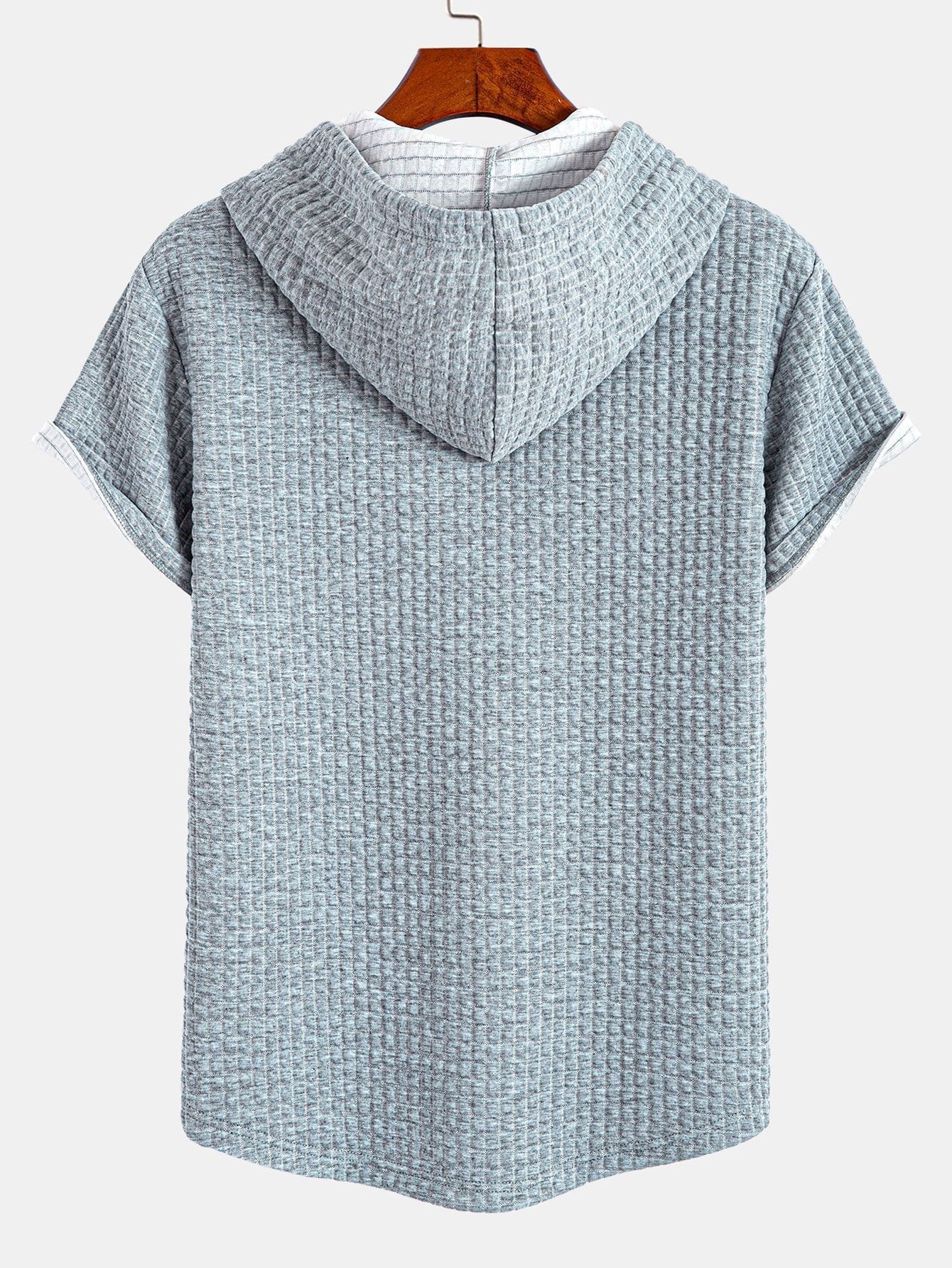 Herren T-Shirt mit Waffelkapuze und Bogensaum – Trevaro