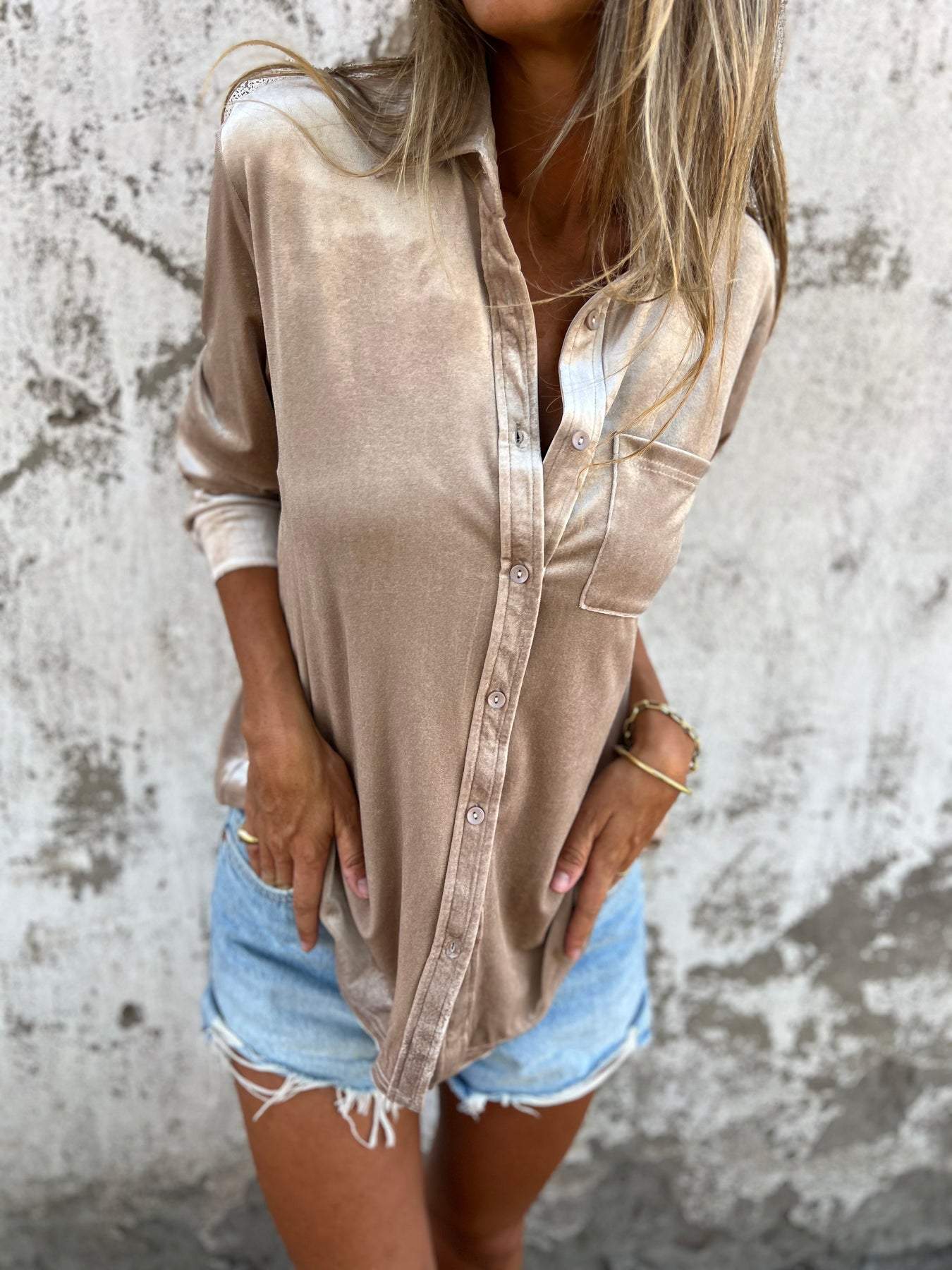 Samtbluse Damen Elegant Zeitlos Langarm – Victoria