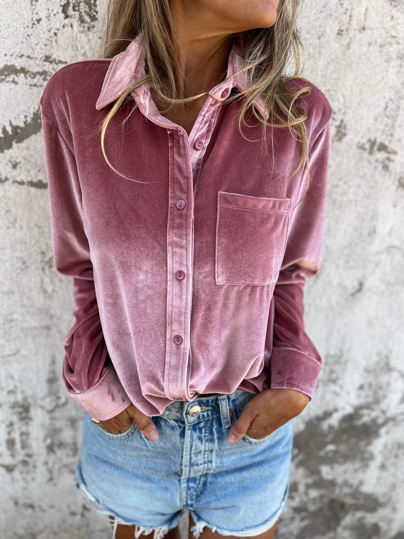 Samtbluse Damen Elegant Zeitlos Langarm – Victoria