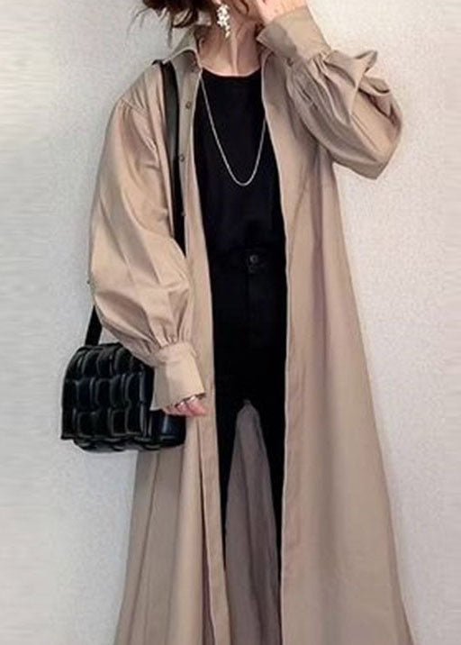 Juliette | Peter Pan Kragen Falten Patchwork Baumwolle Langes Hemd Trench