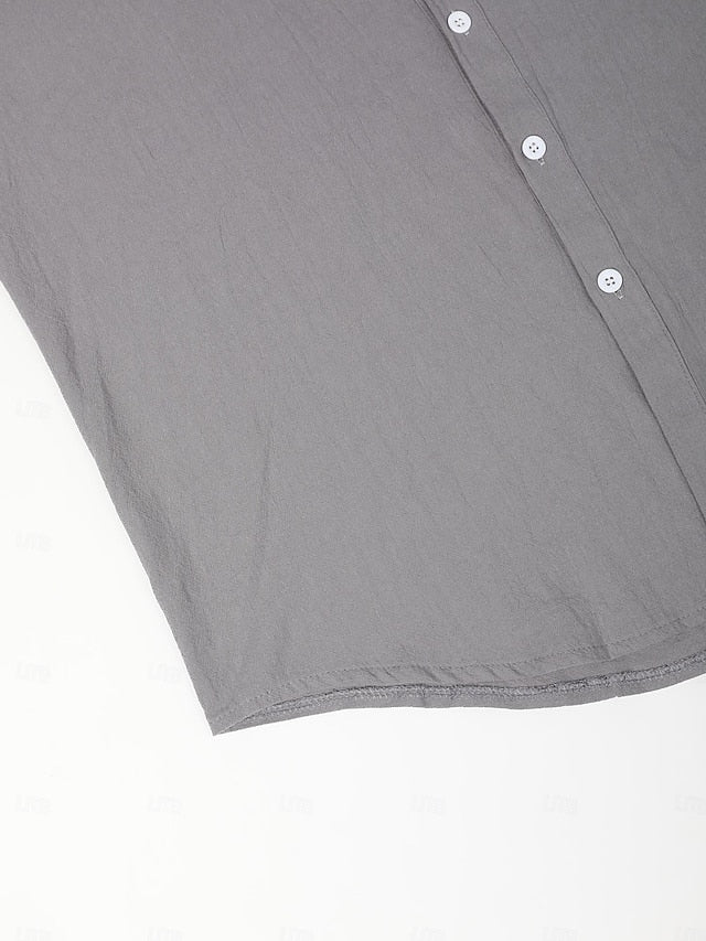 Herren Button-Up Hemd Reverskragen Sommer Baumwolle – Vensiro