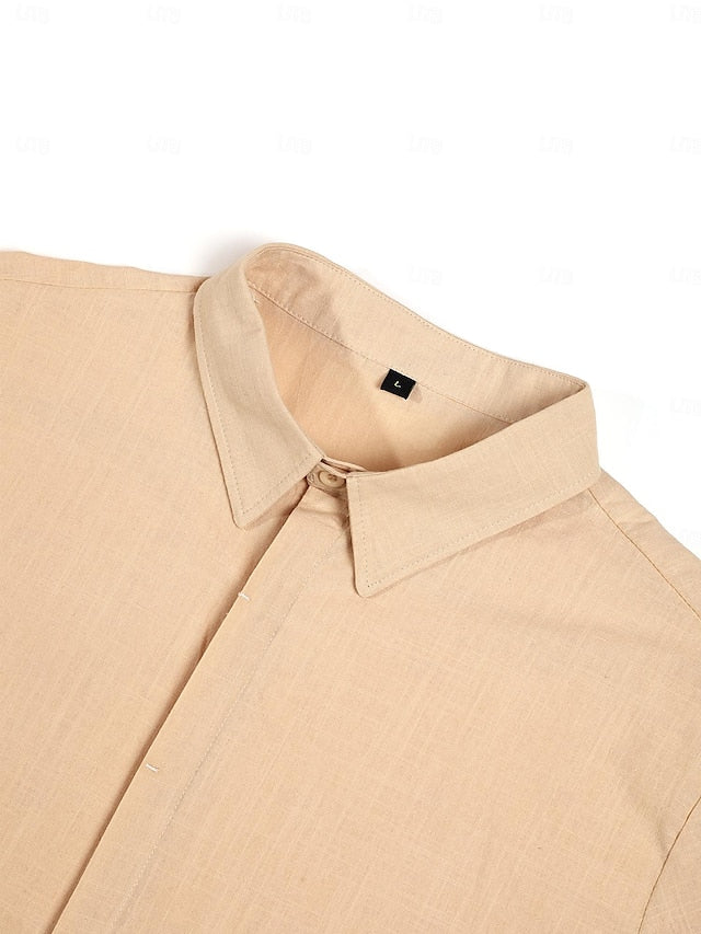 Herren Leinen Baumwoll Sommerhemd Kurzarm Elegant – Renavo