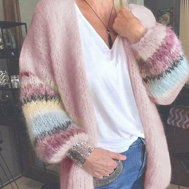 Elegante Gestreifte Strickjacke