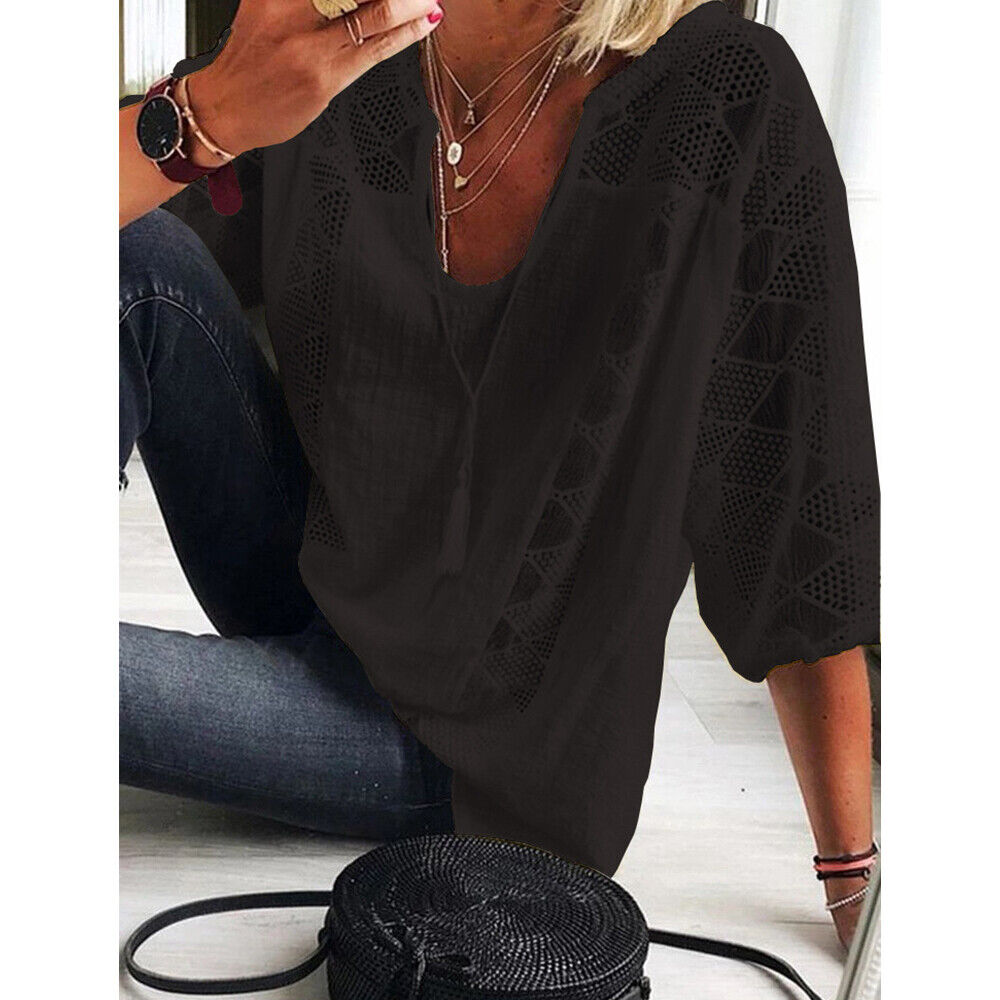 Plus-Size Tunika Damen Baumwolle 3/4 Ärmel – Leona
