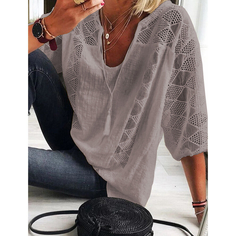 Plus-Size Tunika Damen Baumwolle 3/4 Ärmel – Leona