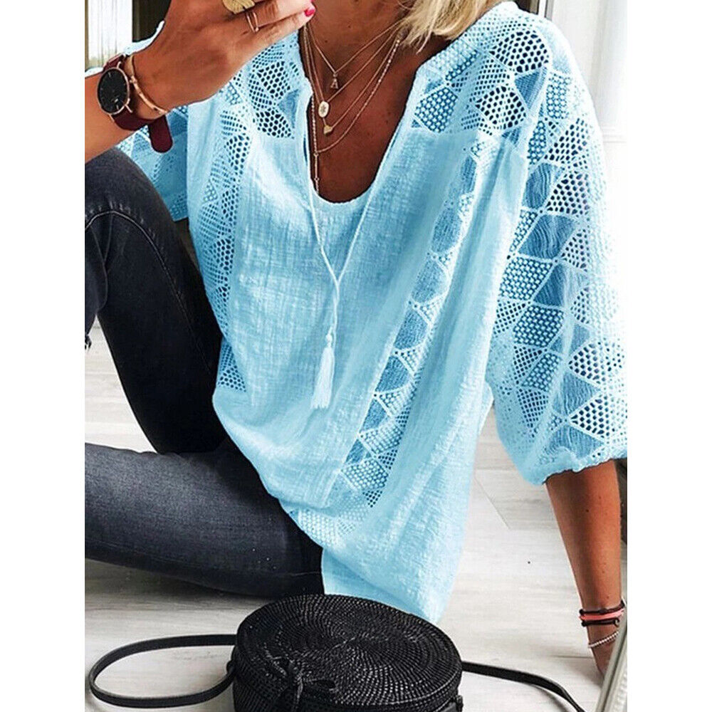 Plus Size Baumwoll-Tunika mit 3/4-Ärmeln für Herbst – Sophie