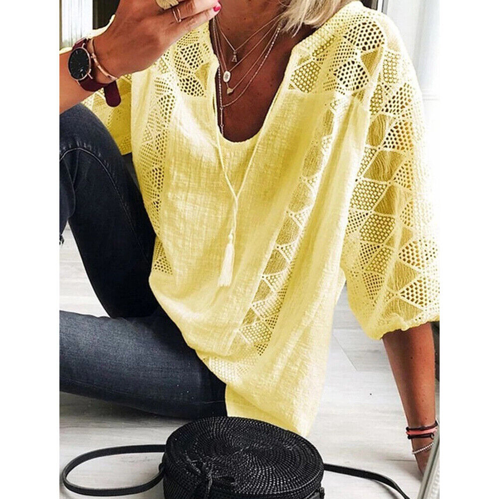 Plus Size Baumwoll-Tunika mit 3/4-Ärmeln für Herbst – Sophie