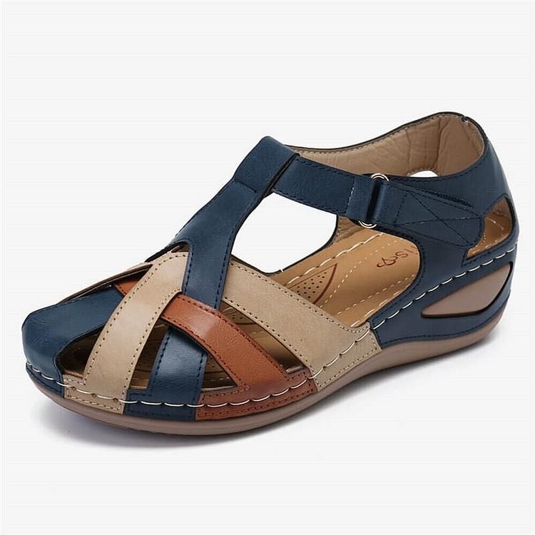 Lea- Lässige orthopädische Ledersandalen mit Keilabsatz und Fußgewölbeunterstützungr