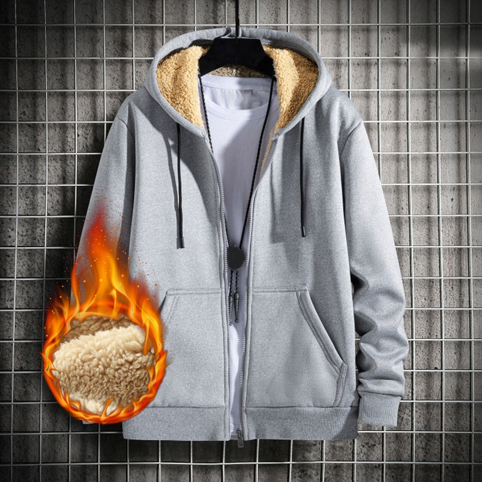 Warme Lamm-Kapuzenjacke für Winter – Elias