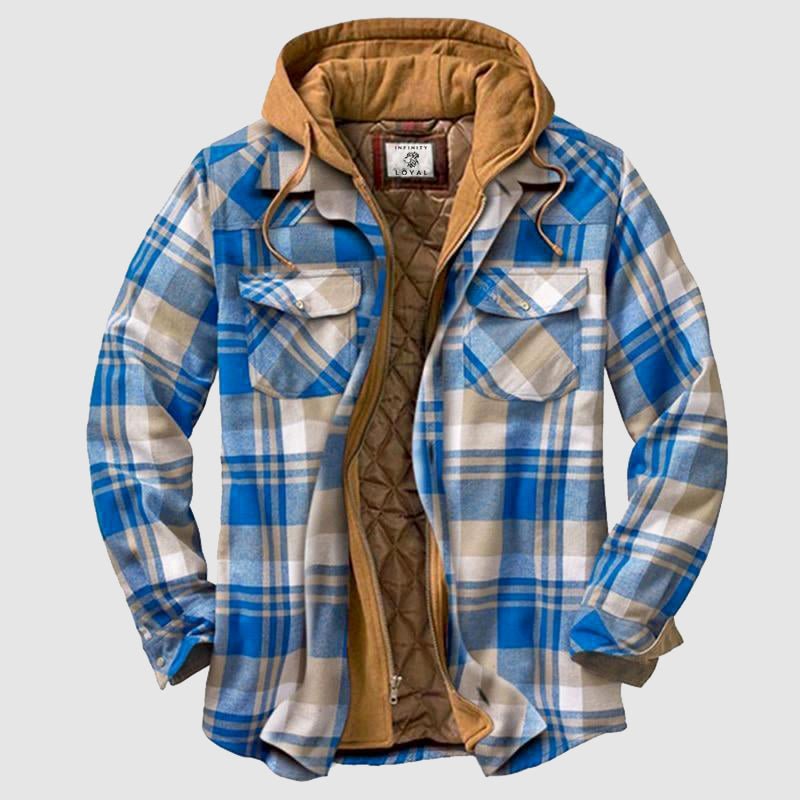 Gesteppte karierte Flanelljacke mit Kapuze