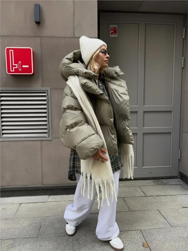 Winola | Frauen Mode mit Kapuze Baumwolle gepolstert kurze Jacke