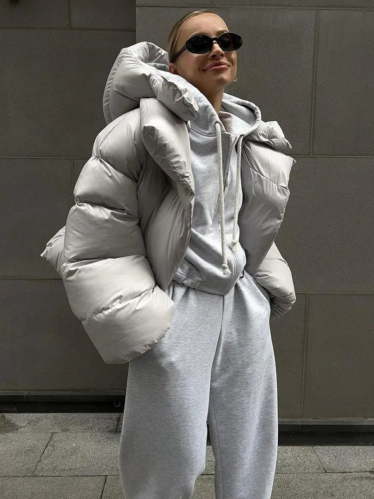 Winola | Frauen Mode mit Kapuze Baumwolle gepolstert kurze Jacke