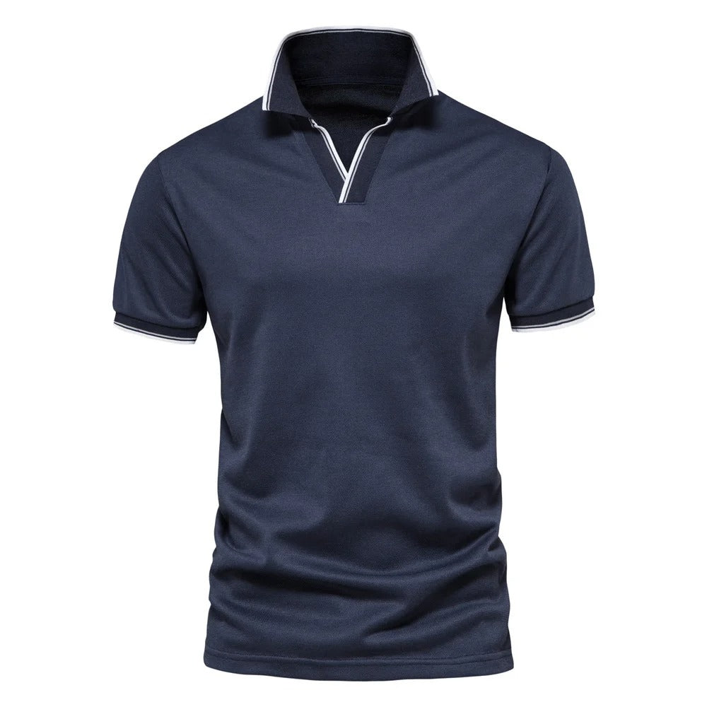 Herren Polo Shirt V-Ausschnitt Atmungsaktiv Modern – Gilvaro