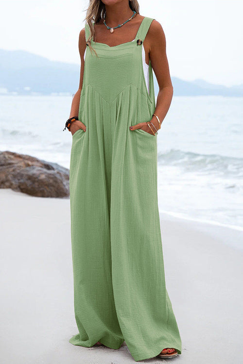 Chique Overall mit breiten Hosenbeinen und Knopfdetails