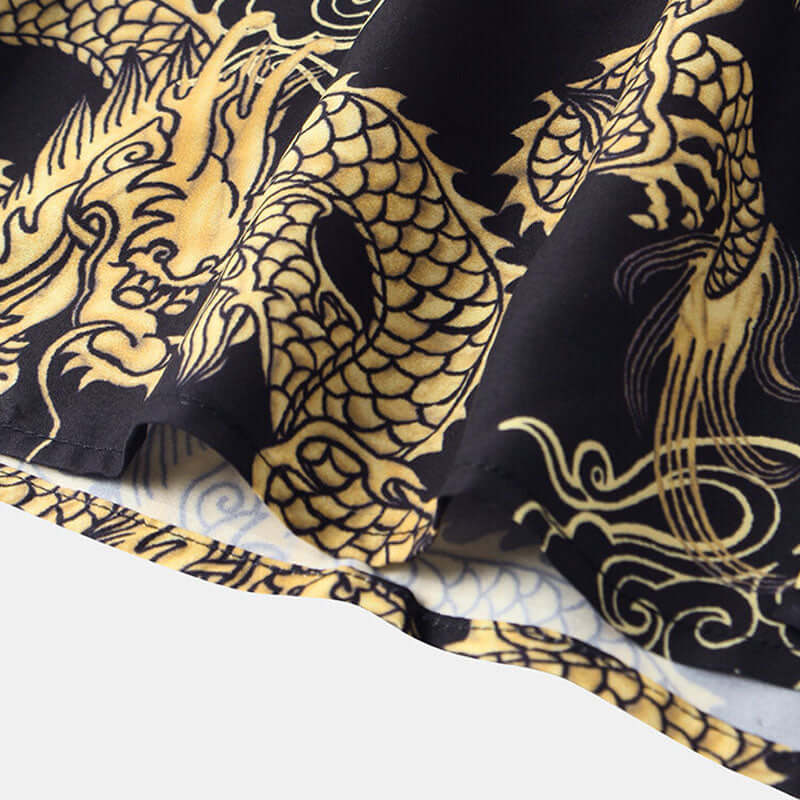 Komfortables Herren Kurzarm Hemd mit Drachen Design