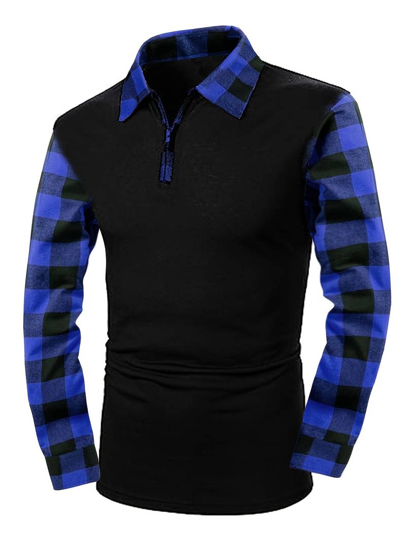 Langärmliges Flanell-Poloshirt mit Karomuster
