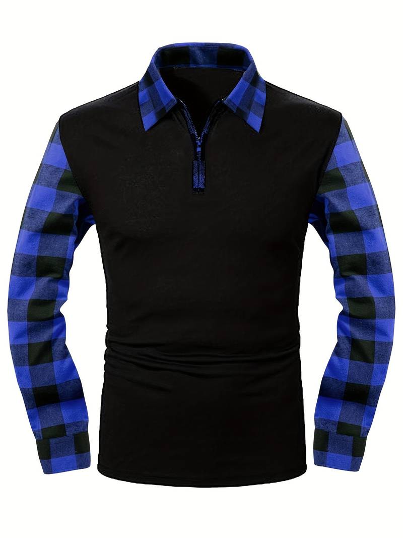 Langärmliges Flanell-Poloshirt mit Karomuster