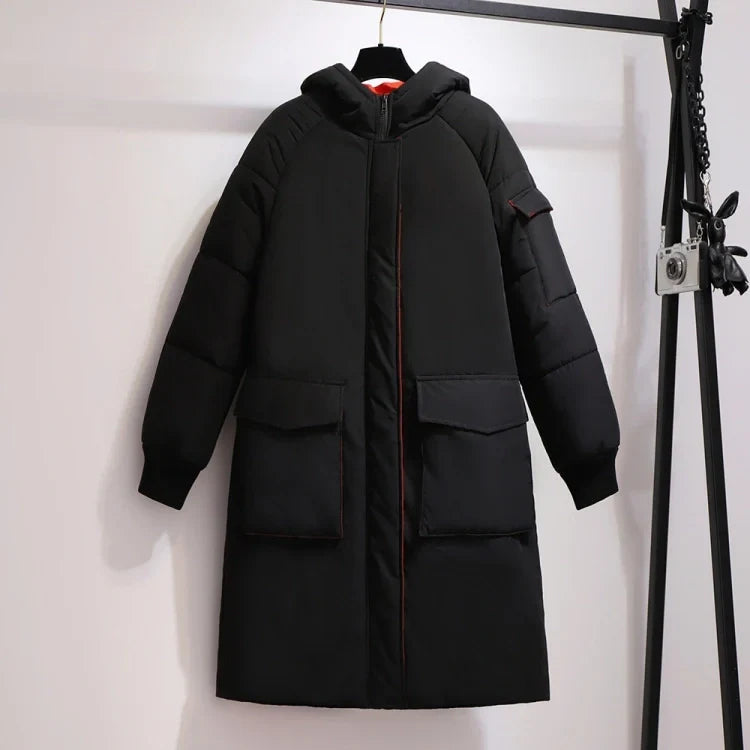 Lange wattierte Winterjacke mit Kapuze – Helena