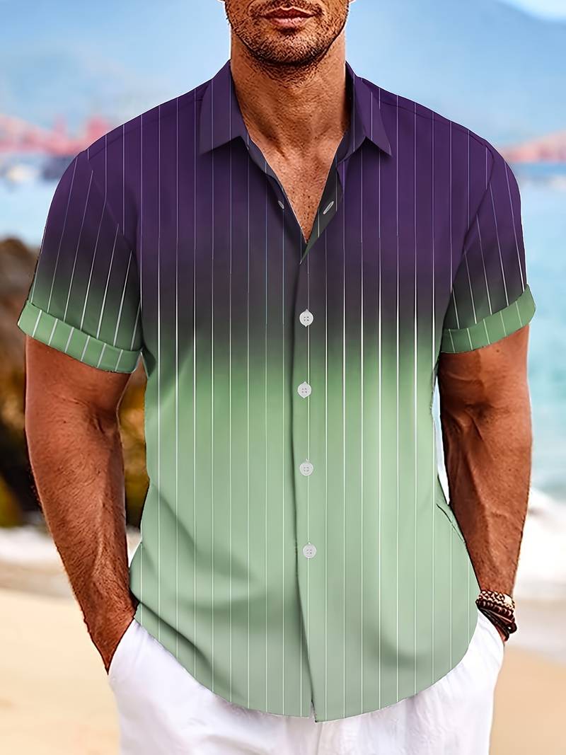 Kurzarm-Button-Down-Shirt mit Farbverlauf