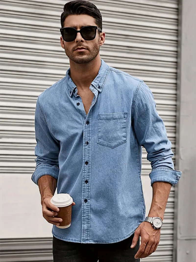 Gestreiftes Denim Hemd Regular Fit