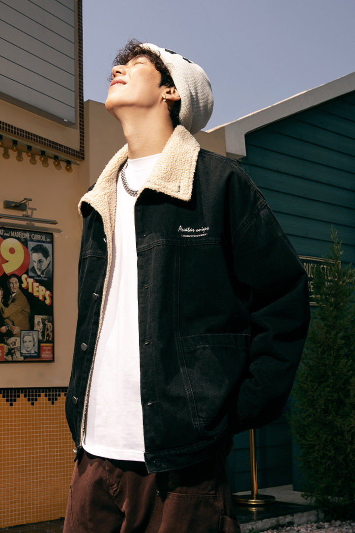Trendy Urban Jeansjacke mit Sherpa-Kragen
