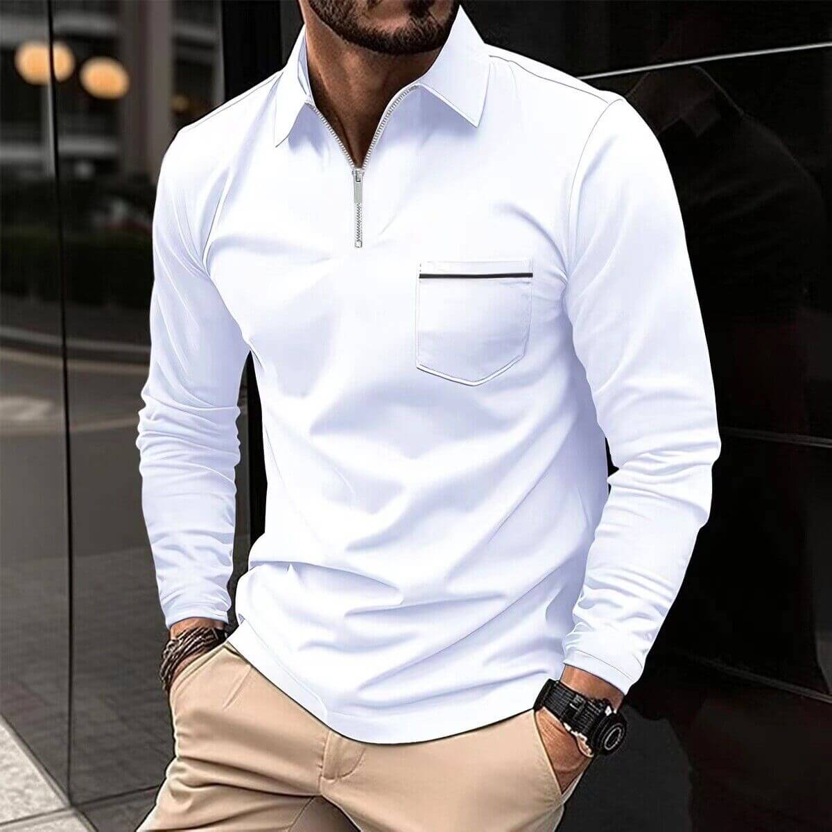 Langärmliges Herren-Poloshirt - Komfort & Stil