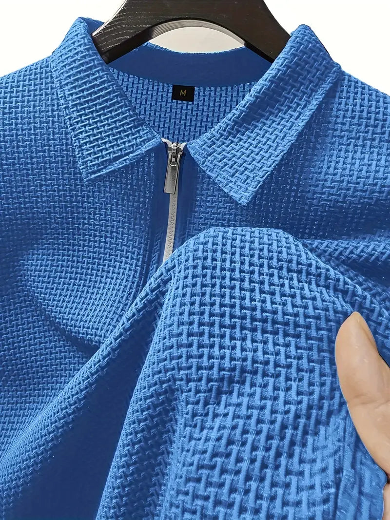Herren Polo Shirt Sommer Waffelstrick Atmungsaktiv – Lureno