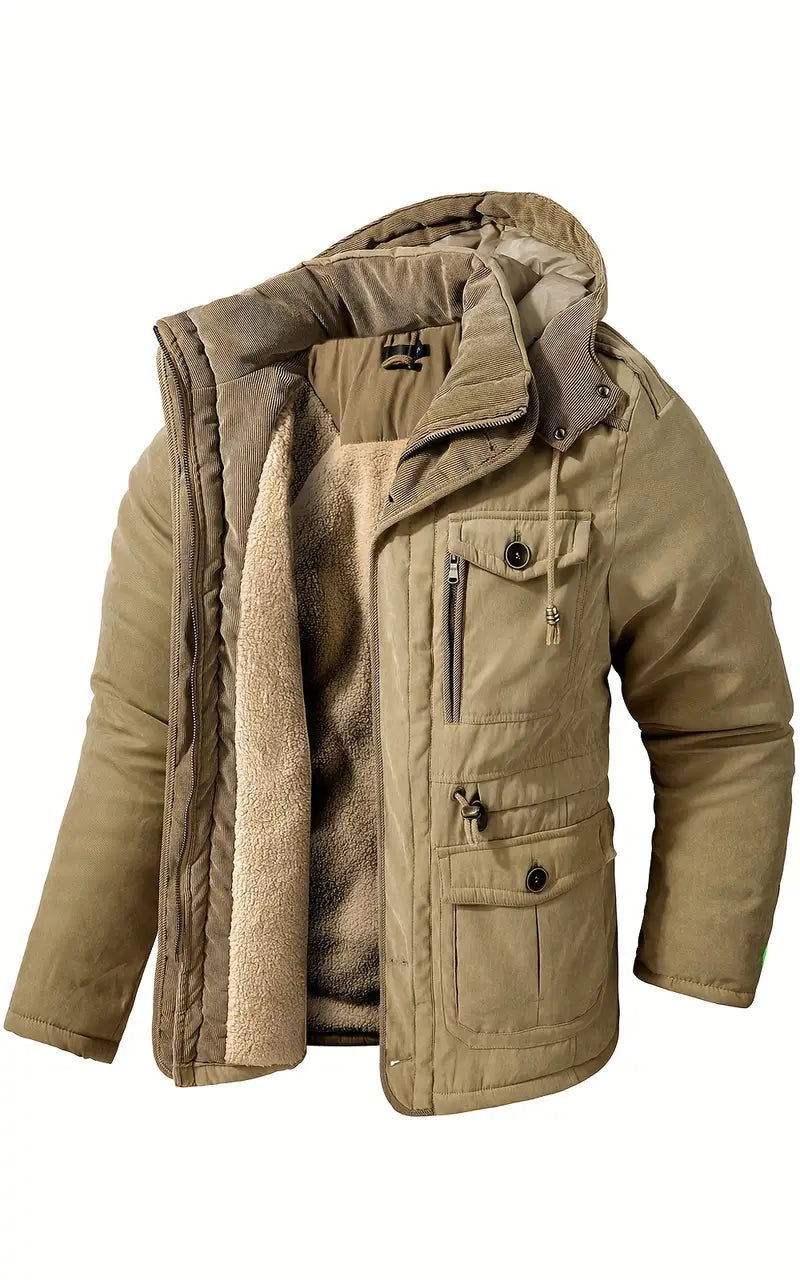 Stylischer Wintermantel mit Kapuze und Taschen für Männer