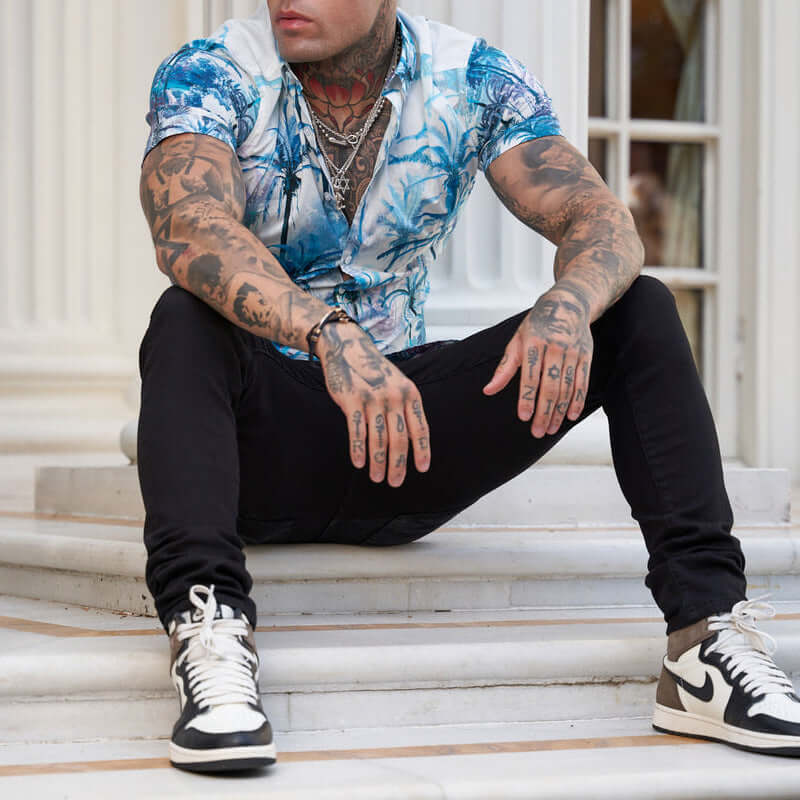 Bedrucktes Kurzarmhemd Herren - Lässiger Reverse Look