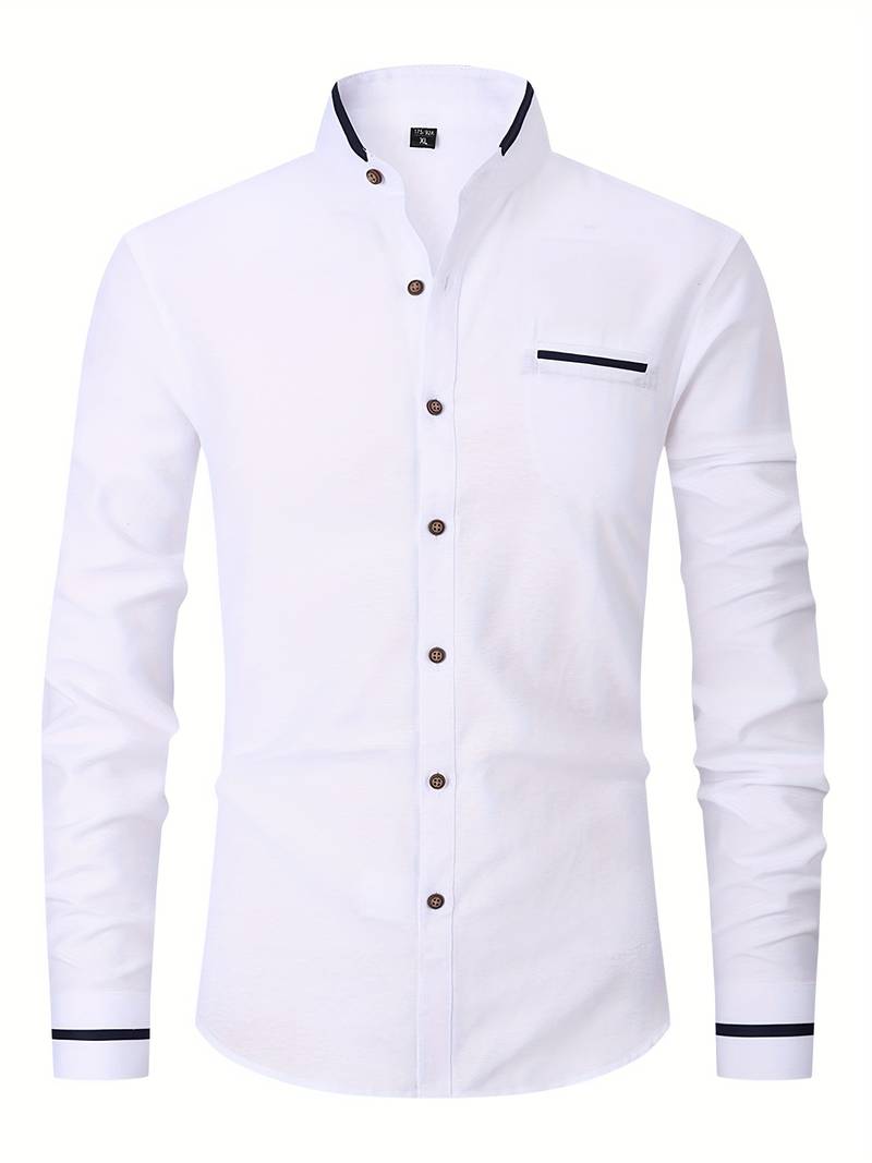 Herren Herbst Langarmhemd mit Kragen