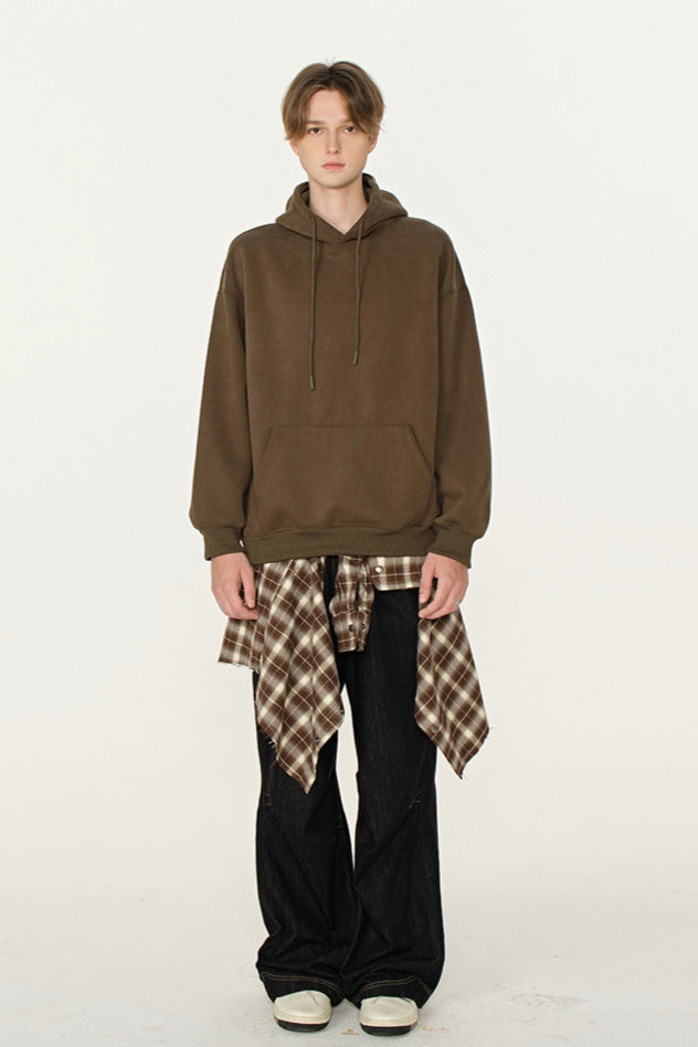 Winter-Sweatshirt mit Kapuze in Volltonfarbe