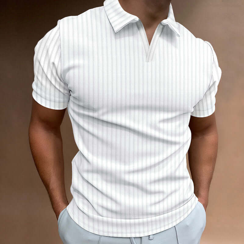 Gestreiftes Herren-Poloshirt Kurzarm Baumwolle