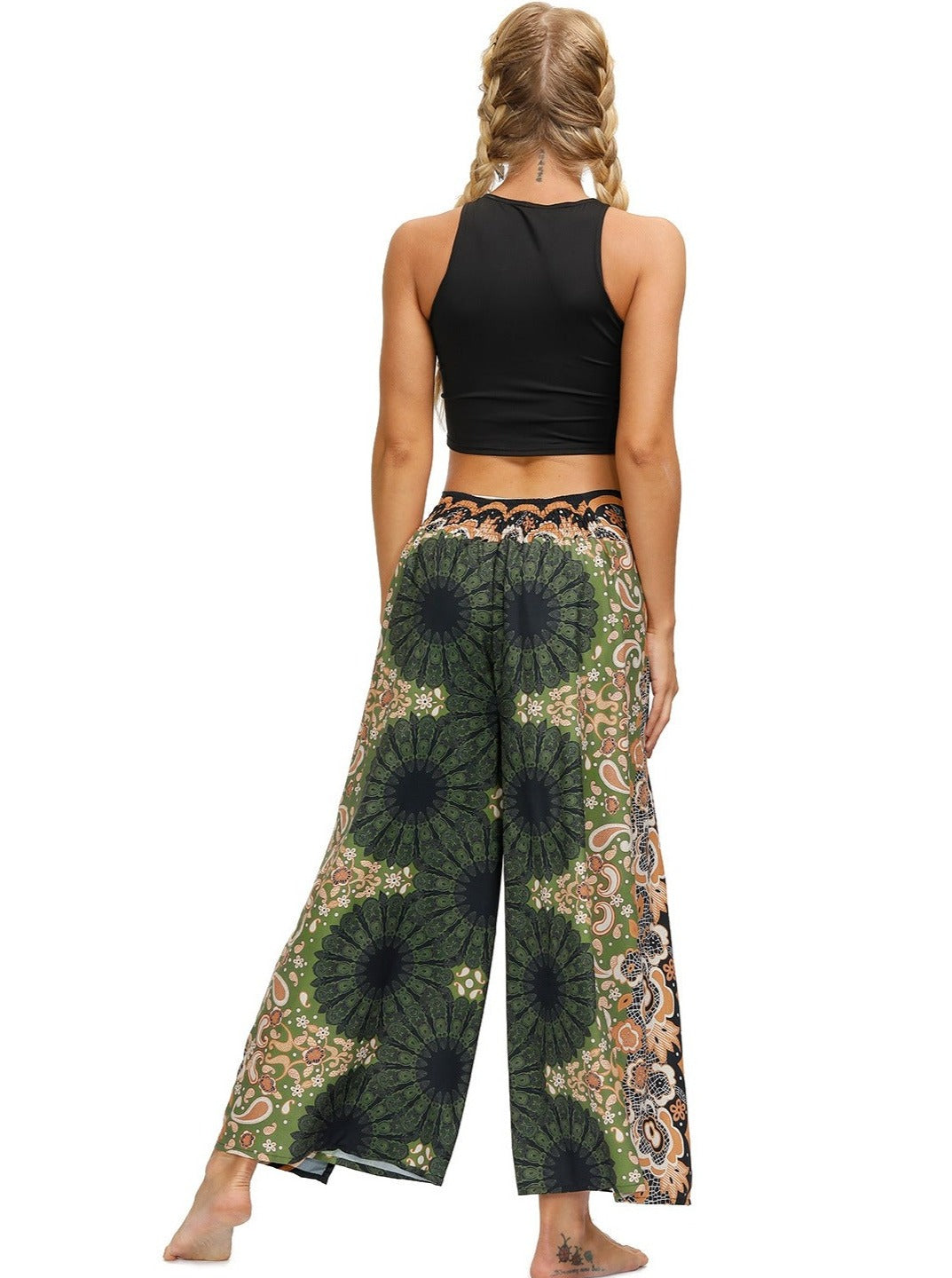 Yoga-Tanzhose mit weitem Bein und digitalem Druck
