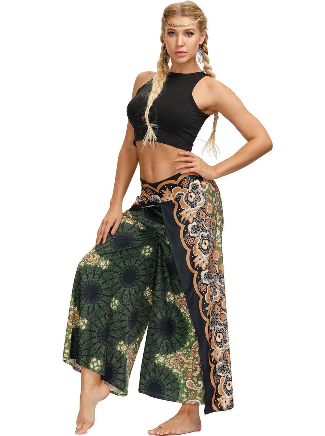 Yoga-Tanzhose mit weitem Bein und digitalem Druck
