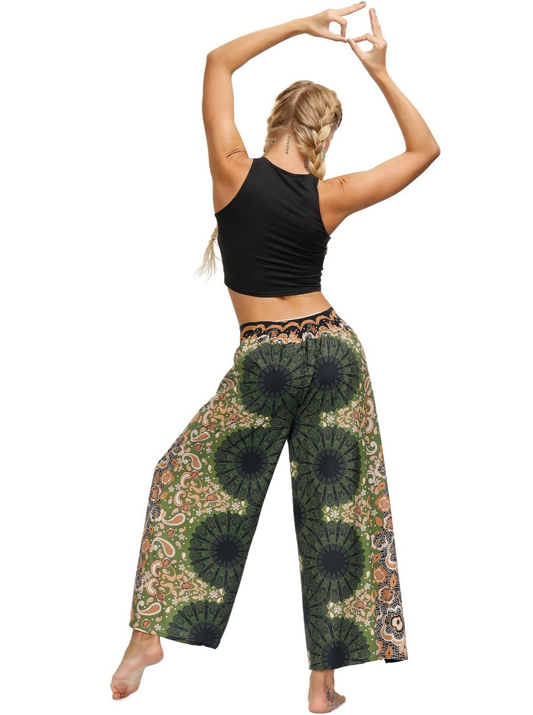 Yoga-Tanzhose mit weitem Bein und digitalem Druck