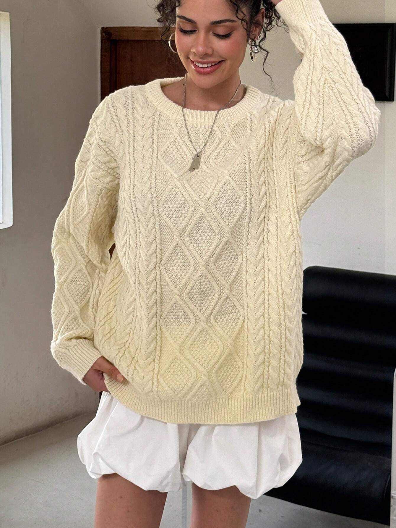 Mapi | Damen Lockerer Pullover mit Rundhalsausschnitt