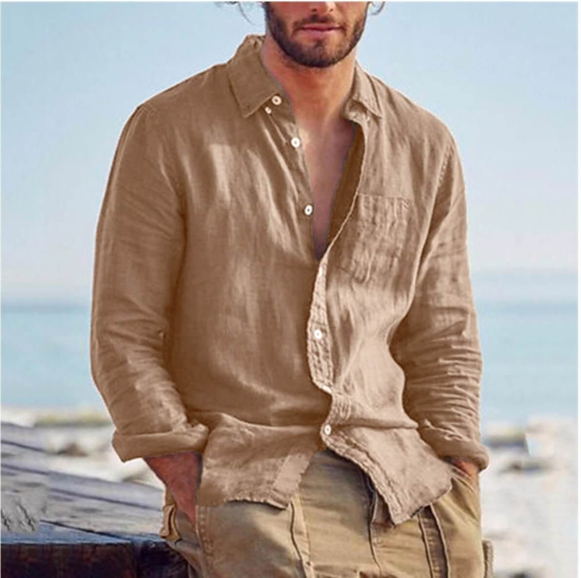 Leinenhemd Herren Sommer Kurzarm