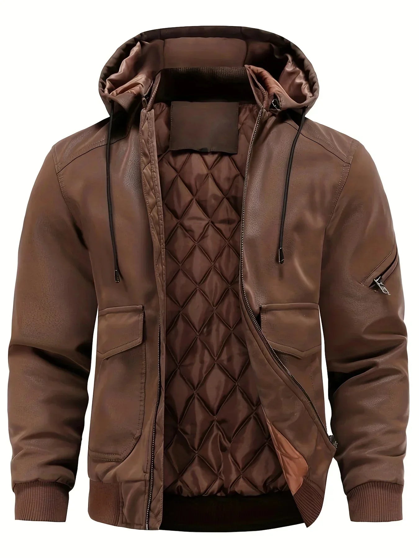 Herren PU-Lederjacke mit Kapuze und Wetterschutz – Kilian