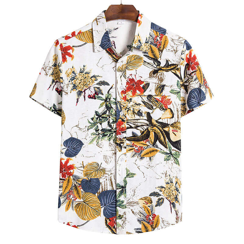 Retro Kurzarmhemd Herren - Blumendruck - Sommerhemd