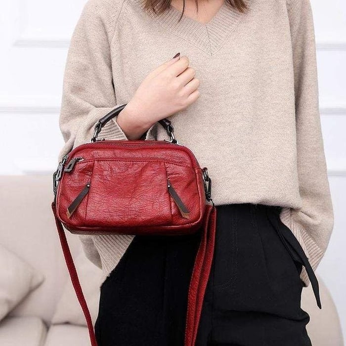 Handgefertigte Tasche aus Weichem Leder mit Mehreren Taschen