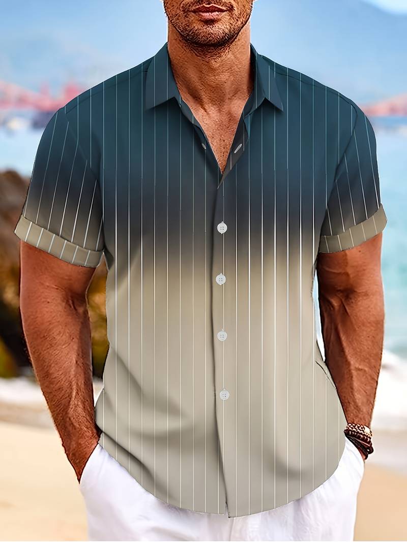 Kurzarm-Button-Down-Shirt mit Farbverlauf
